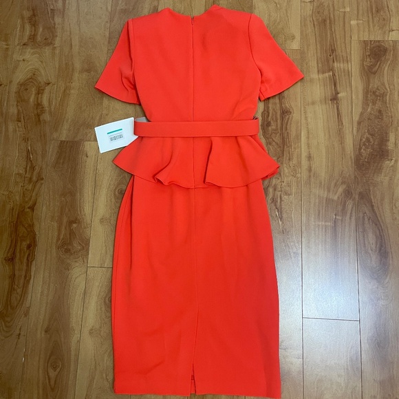 Badgley Mischka Deep Pink Peplum Dress Size 4 New With Tags - Picture 7 of 12